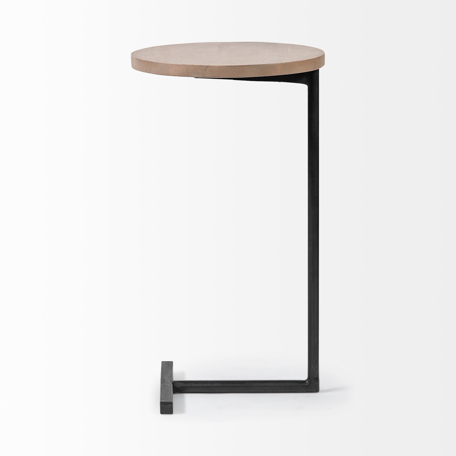 Ballatine 15L x 15W x 27H Brown Wood Round Top w/ Black Metal Base Accent Table - Image 3