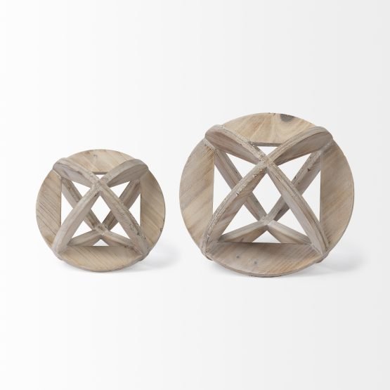 Bellatrix II (Large) 7L x 7W Natural Decorative Wooden Sphere - Image 2