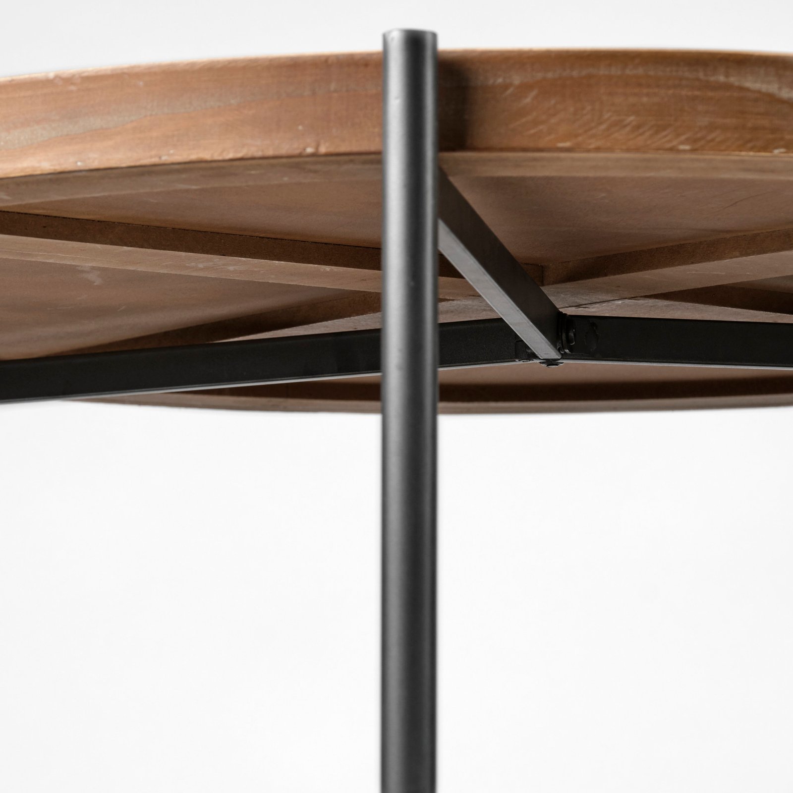 Kade 33" Round Brown Table Gray Metal Frame Two-Tier Coffee Table - Image 5