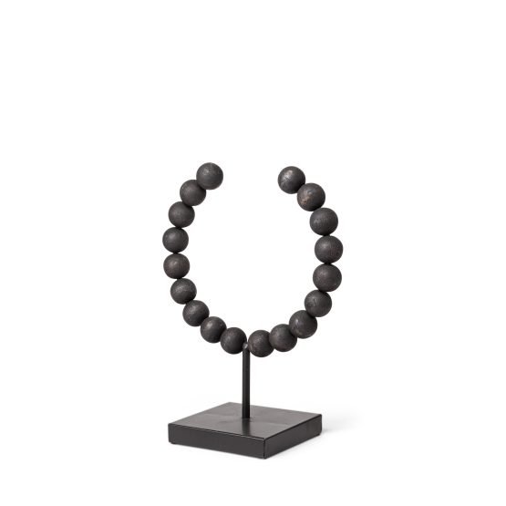 Tulane I (Small) 9L x 5W Black Beaded Broken Sphere Decorative Object