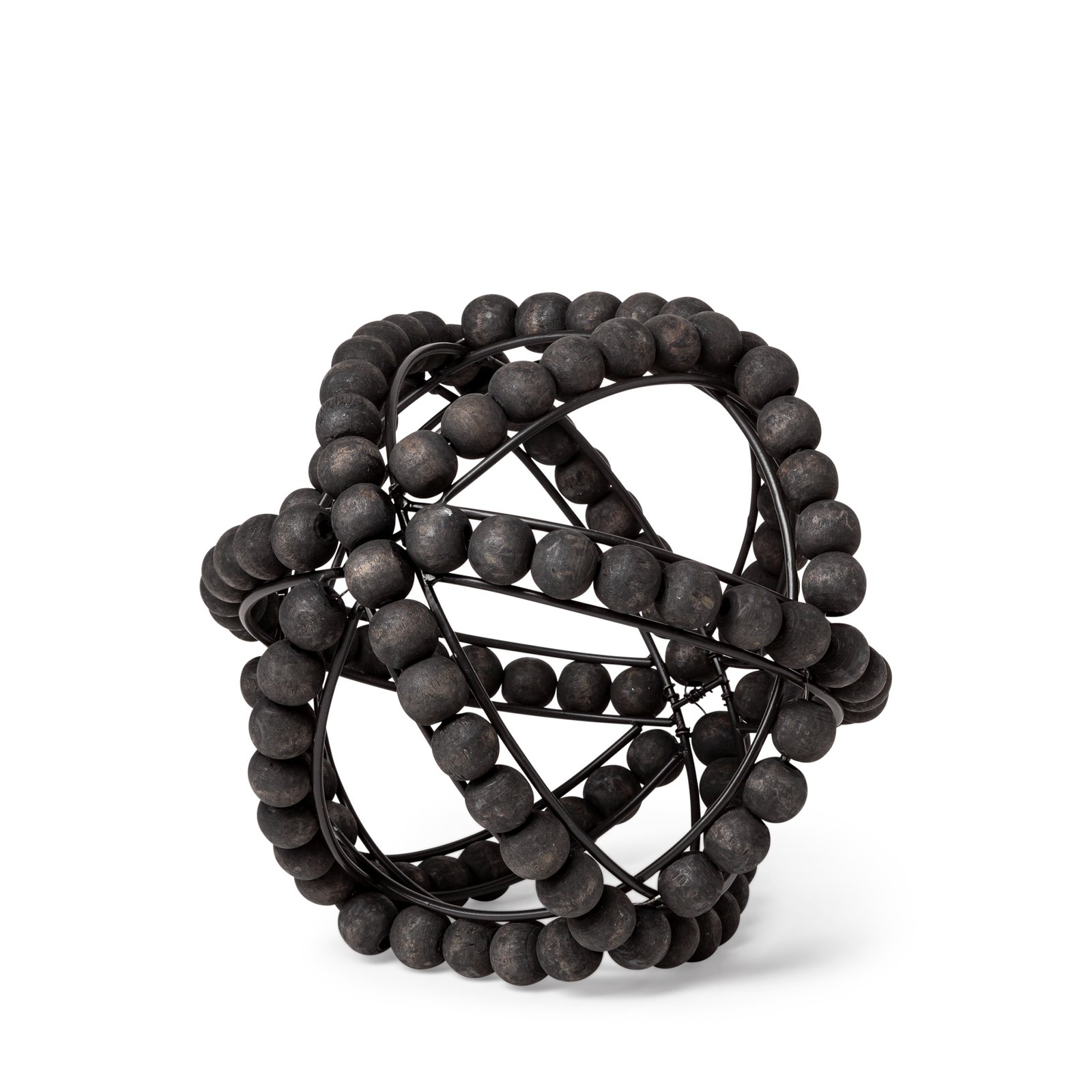 Earnhardt I Small 9L x 9W Black Wooden Beaded Orb