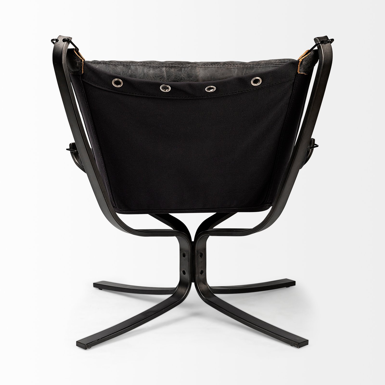 Colarado Black Leather Cushions w/ Black Metal Frame Sling-Style Accent Chair - Image 4