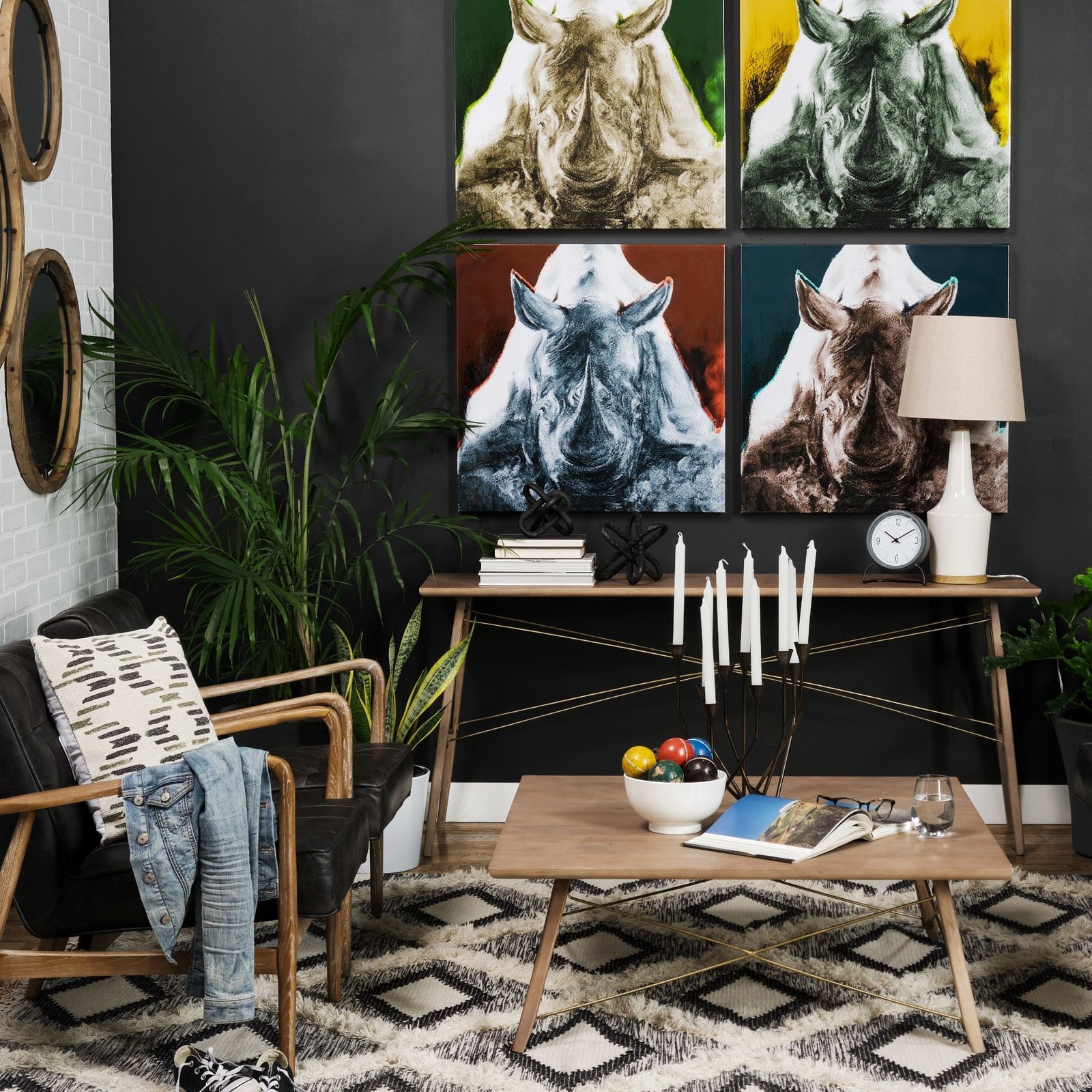 Kirby 40 X 40 X 15 Brown Solid Wood Top & Legs w/Metal Bracing Coffee Table - Image 4