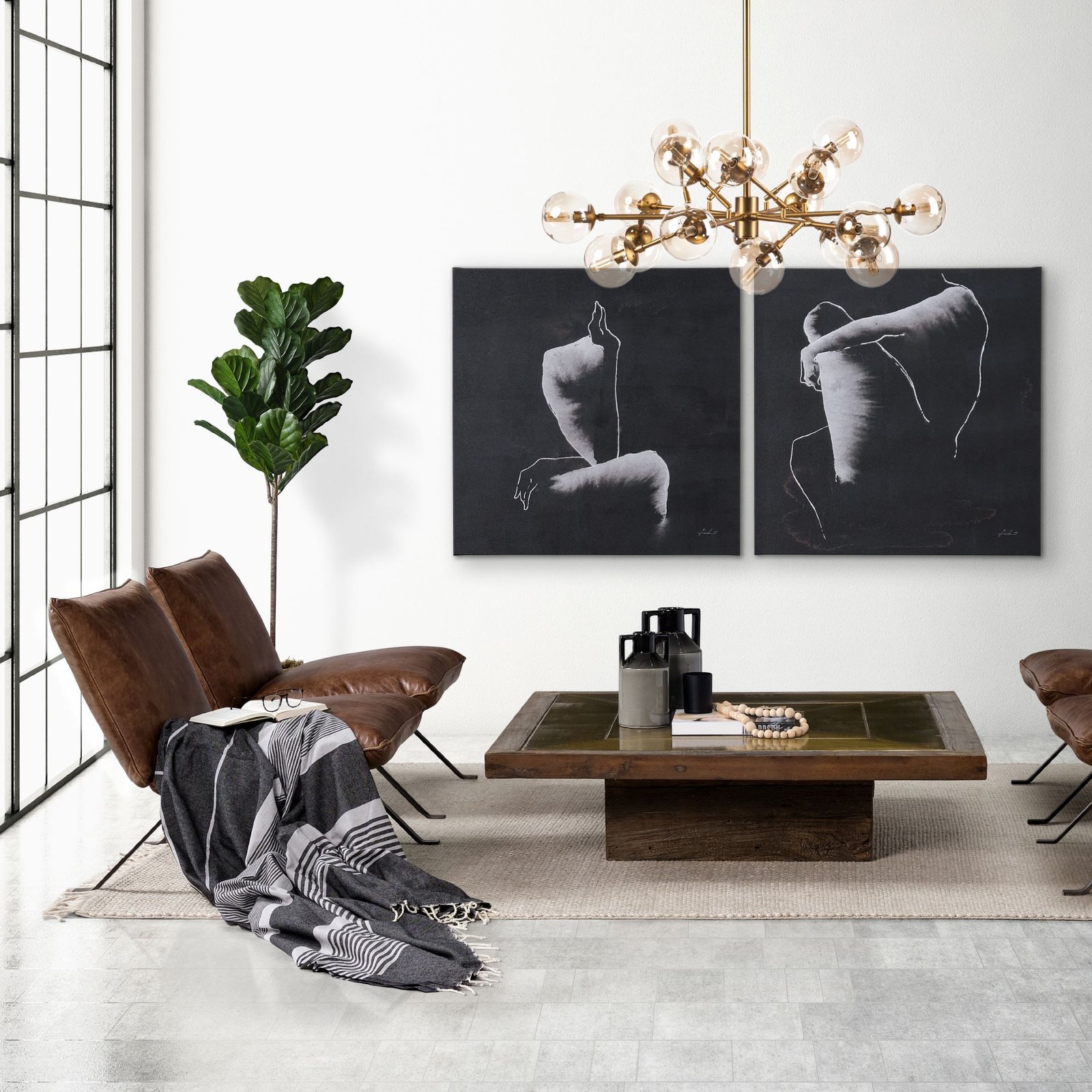 Kandinsky 50" Square Brown Solid Wood Table & Base Coffee Table - Image 5