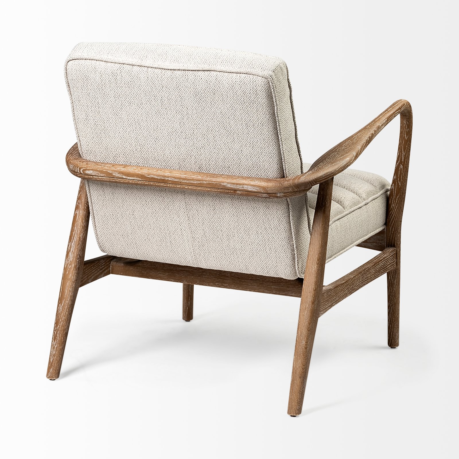 Ajax II Cream Fabric W/ Brown Wooden Frame Accent Chair - Image 5