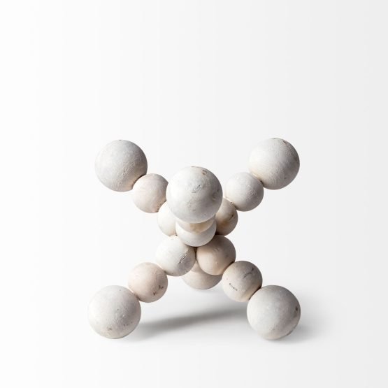 Carrollton I (Small) 7L x 7W Off-White Geometric Wood Ball Jack - Image 2