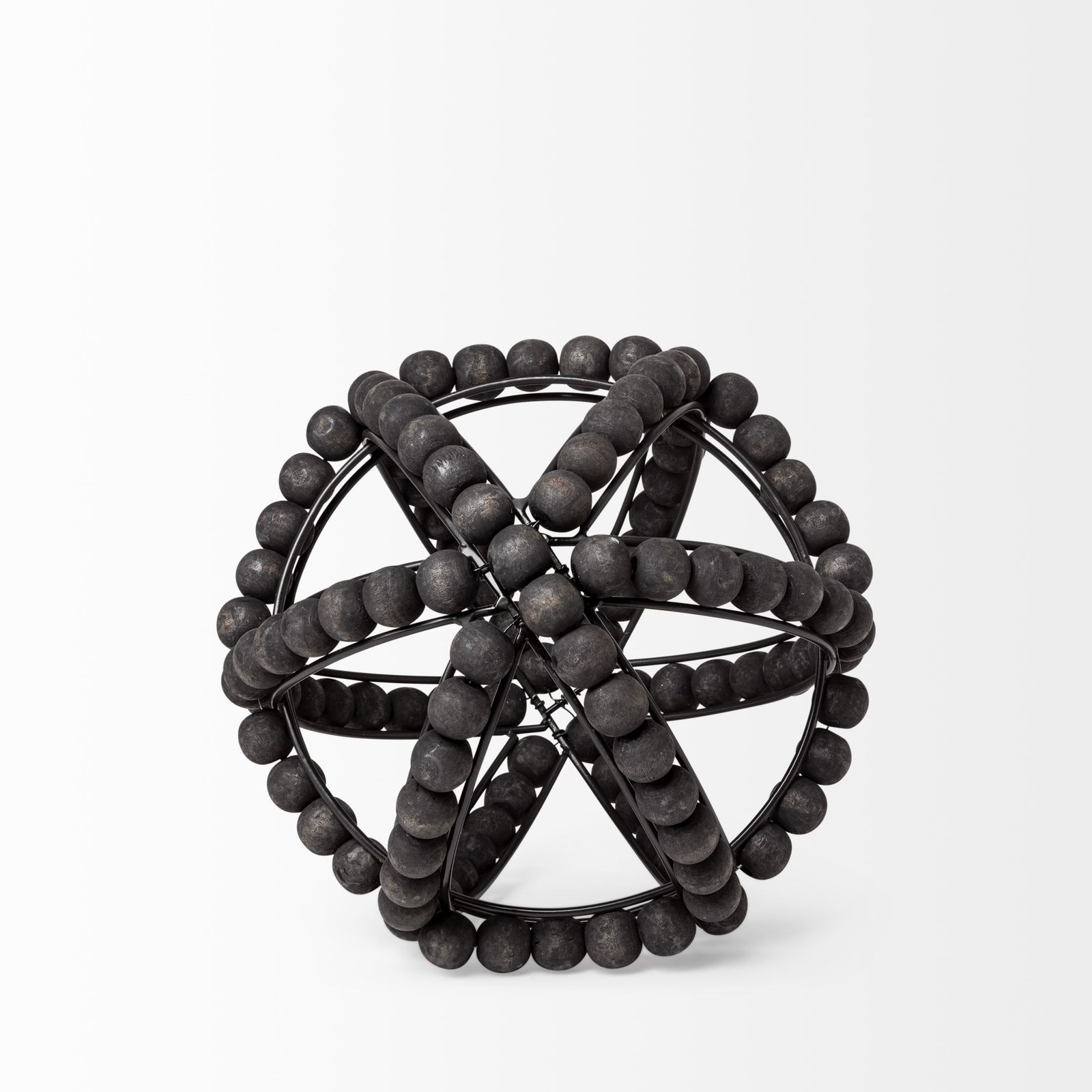 Earnhardt I Small 9L x 9W Black Wooden Beaded Orb - Image 2