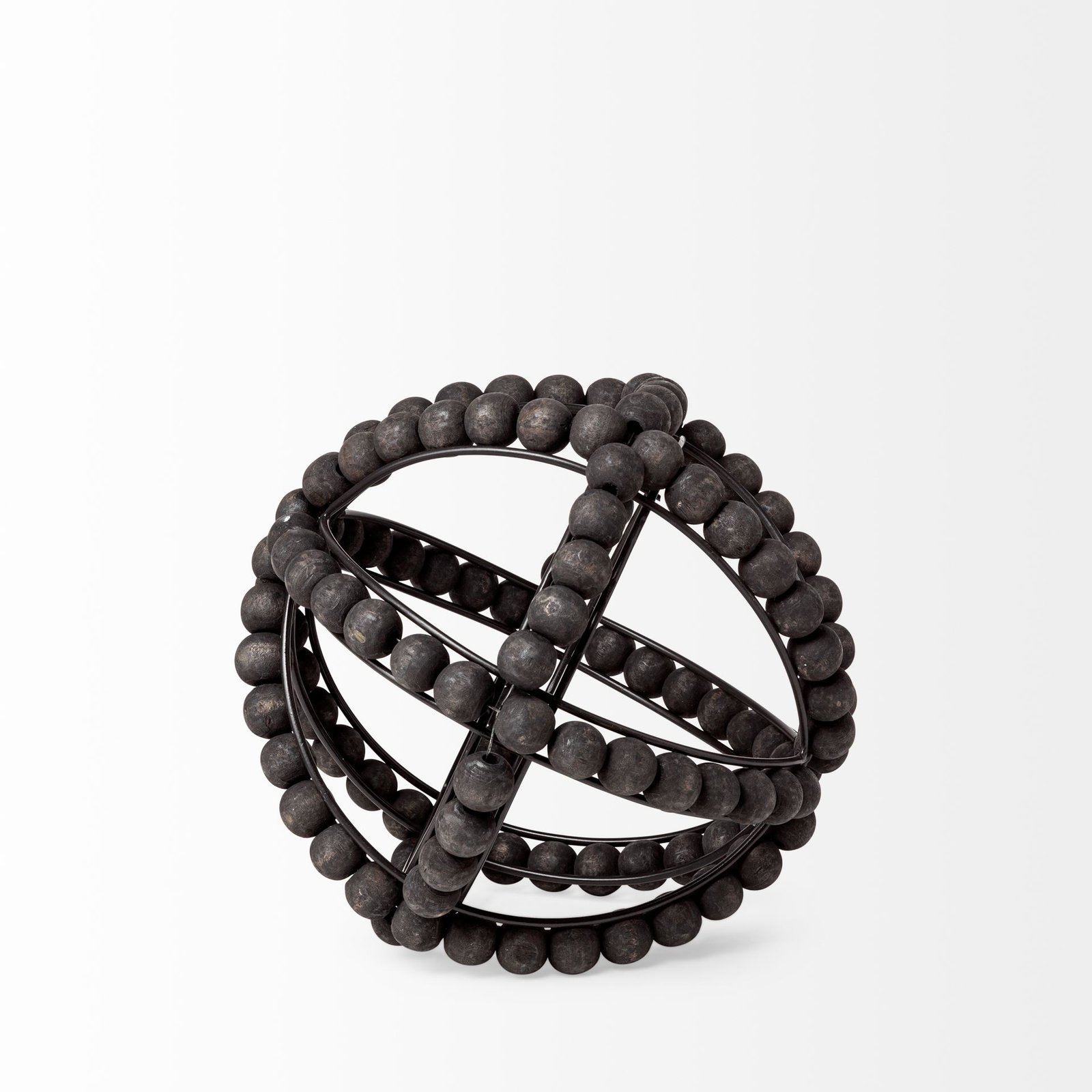 Earnhardt I Small 9L x 9W Black Wooden Beaded Orb - Image 3