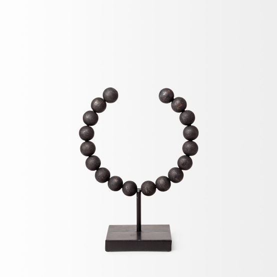 Tulane I (Small) 9L x 5W Black Beaded Broken Sphere Decorative Object - Image 2