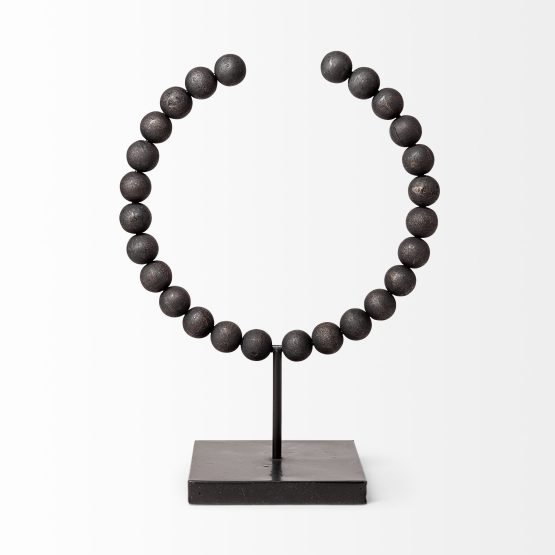 Tulane II (Large) 12L x 6W Black Beaded Broken Sphere Decorative Object - Image 2