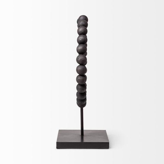 Tulane II (Large) 12L x 6W Black Beaded Broken Sphere Decorative Object - Image 3