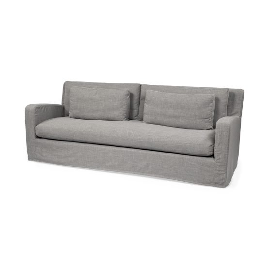 Denly II 92" Flint Gray Slipcover Three Seater Sofa