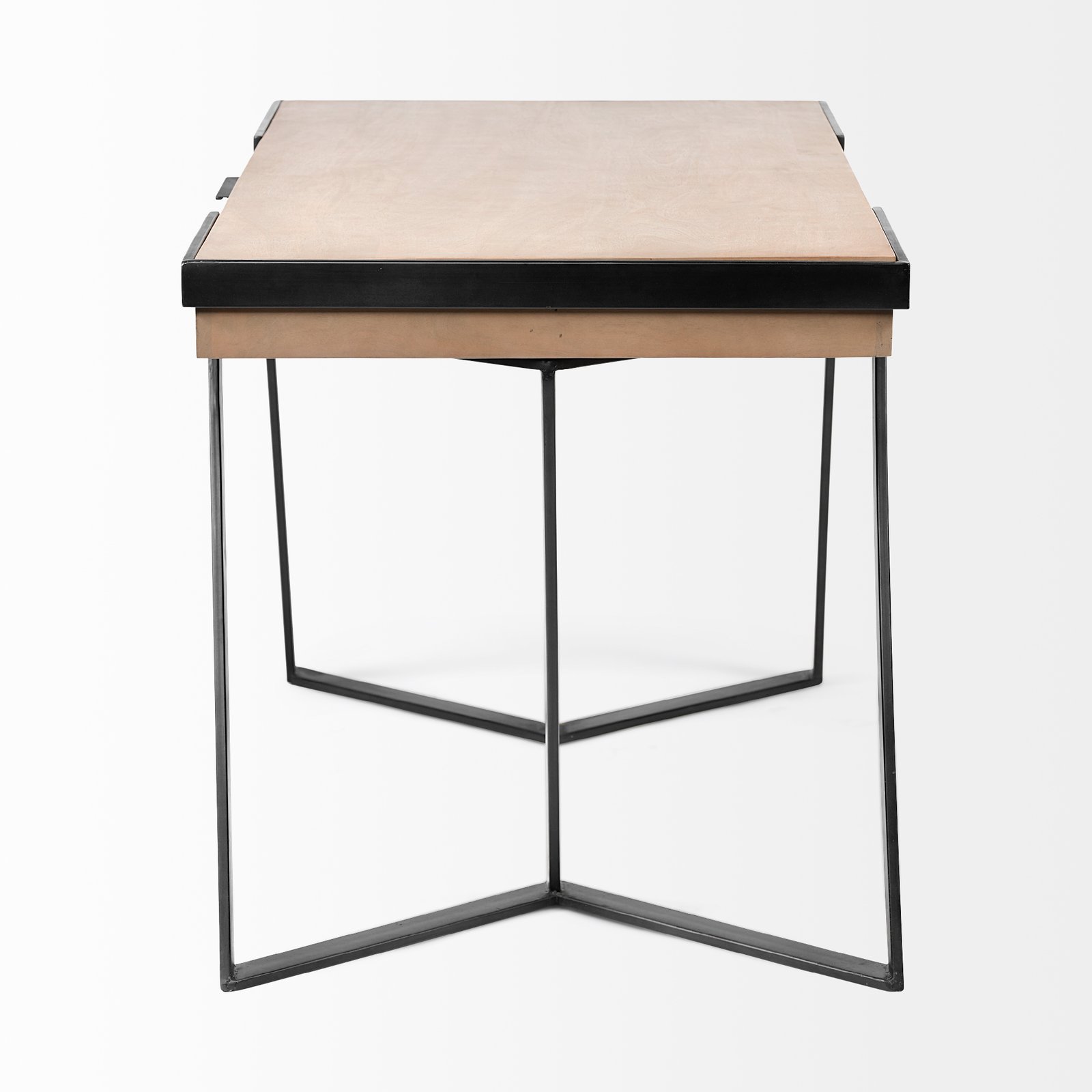 Steinbeck 61L x 28.75W x 30H Light Brown Wooden Iron Frame Office Desk - Image 3