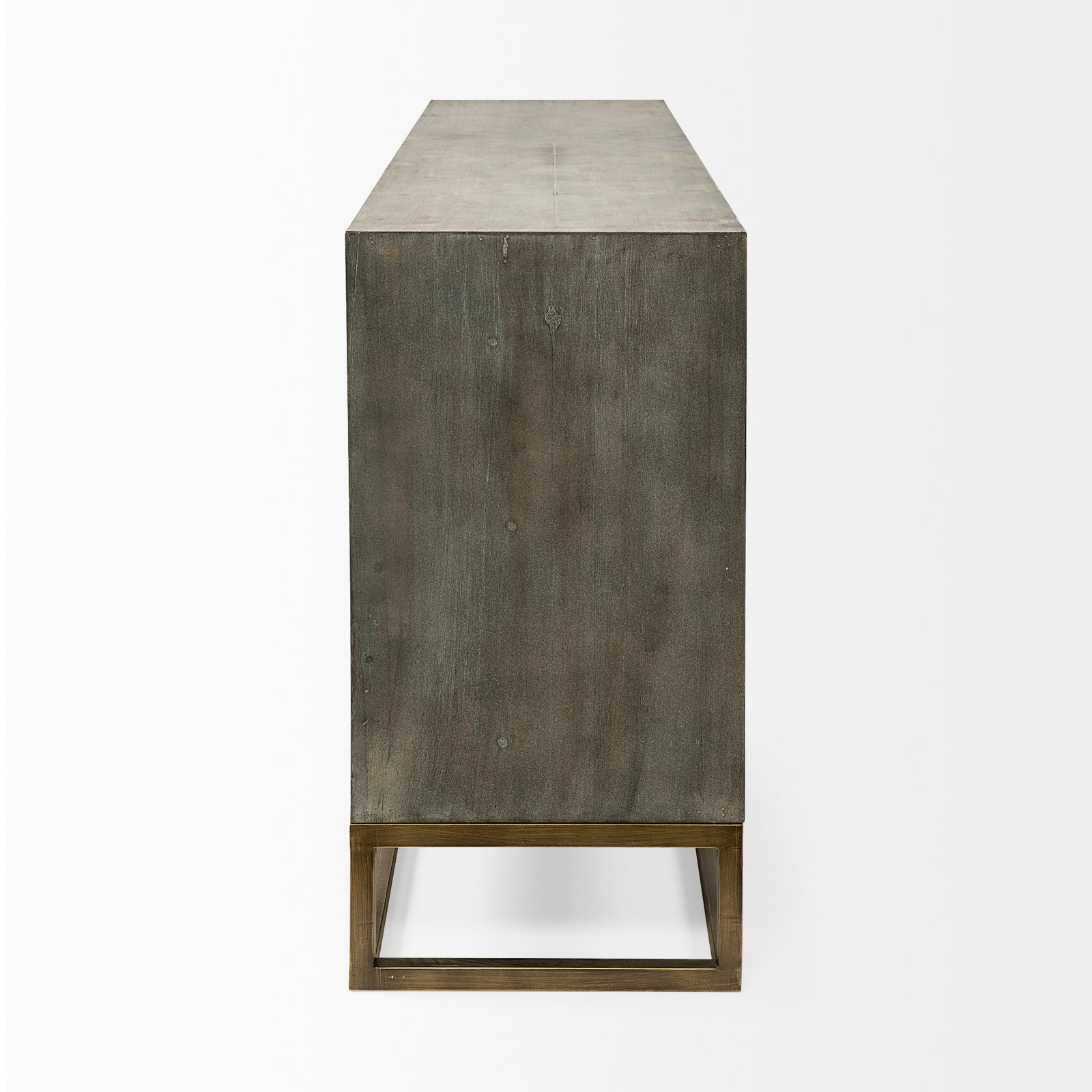 Genevieve II 70x15.8 Gray Fir Veneer W/Gold Metal Frame Base 9 Drawer Sideboard - Image 3