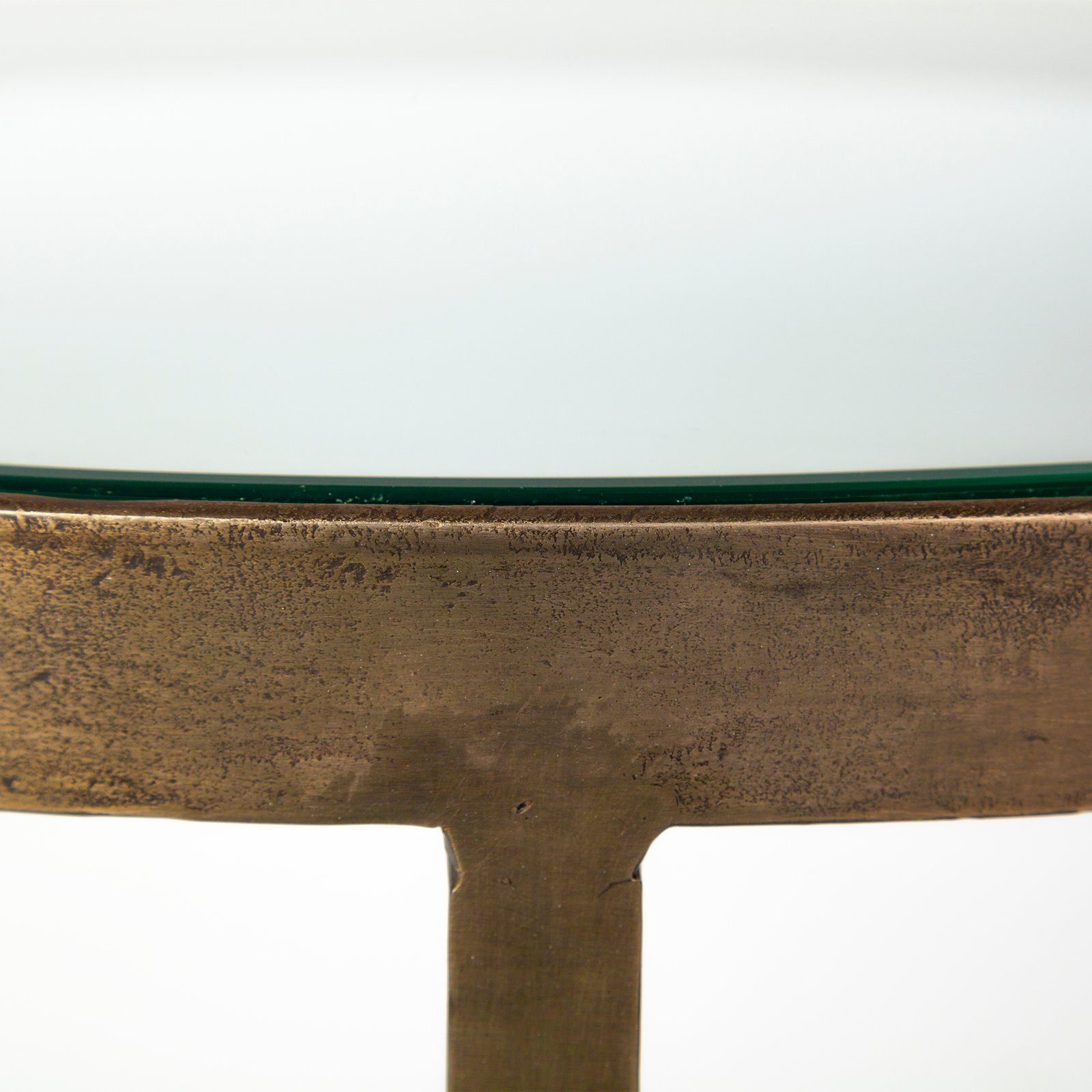 Reinhardt II 20" Round Glass Top Metal and Marble Detail End/Side Table - Image 3