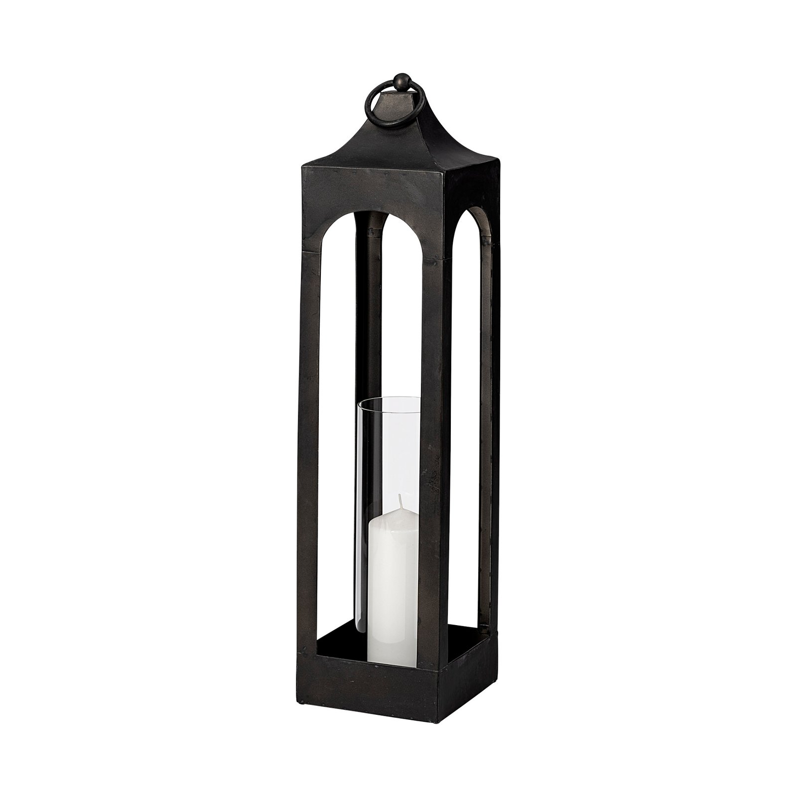 Ina Tall Charcoal Metal Candle Holder Lantern