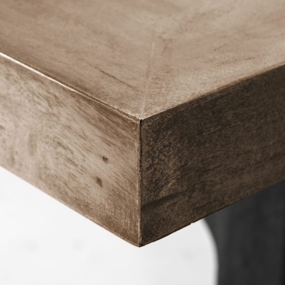 Araxi 95L x 41W x 30H Rectangular Brown Solid Wood Top Black Metal Base Dining Table - Image 4