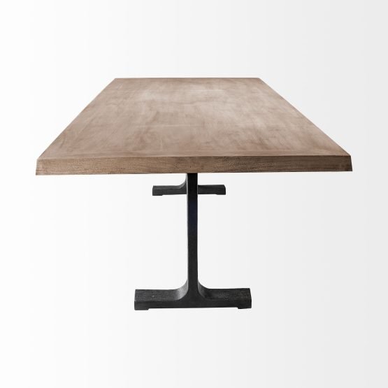 Araxi 95L x 41W x 30H Rectangular Brown Solid Wood Top Black Metal Base Dining Table - Image 3