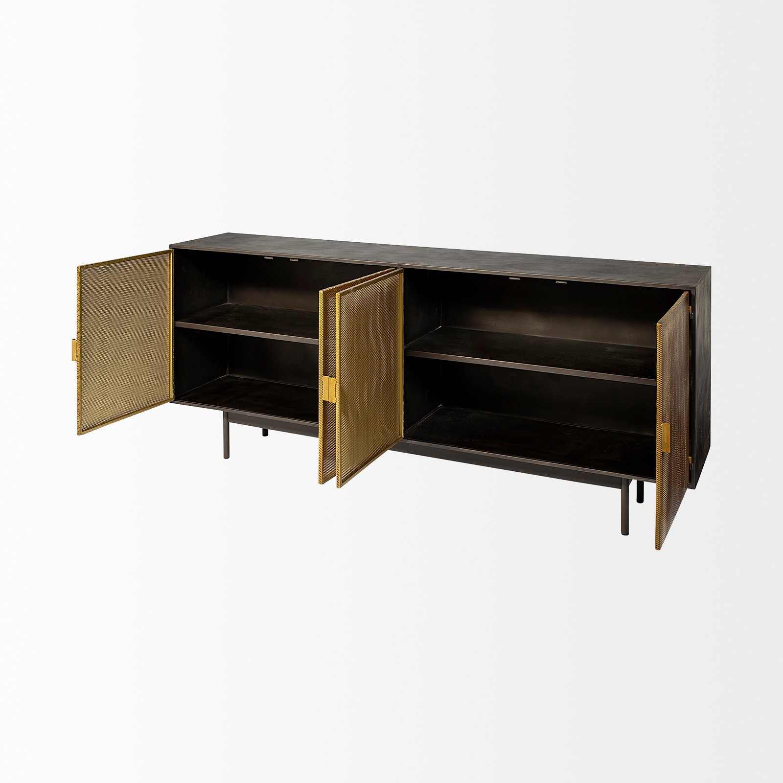 Newsome II 79Lx16Wx33H Black and Gold Metal 4 Cabinet Door Sideboard - Image 5