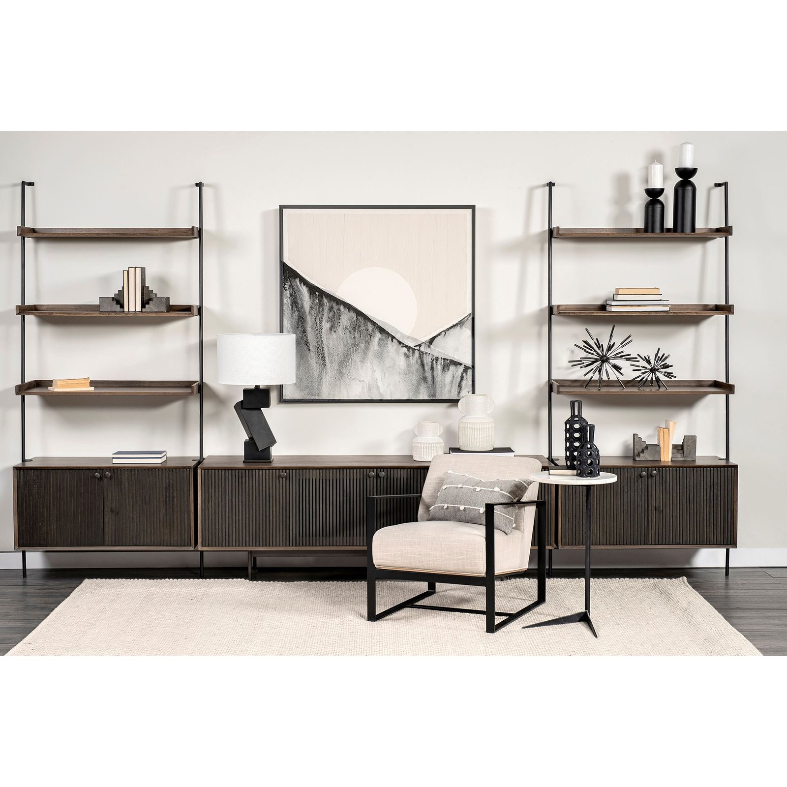 Grace 37.5L x 20W x 82H Two-Toned Brown Wood Three Shelf Shelving Unit - Image 5