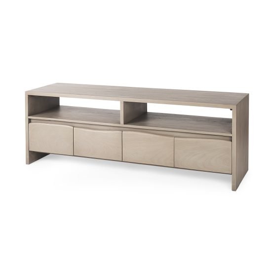 Konstantin 60.0 x 18.0 x 21.0 Light Brown Wood W/ Live Edge Four Drawer Media Console