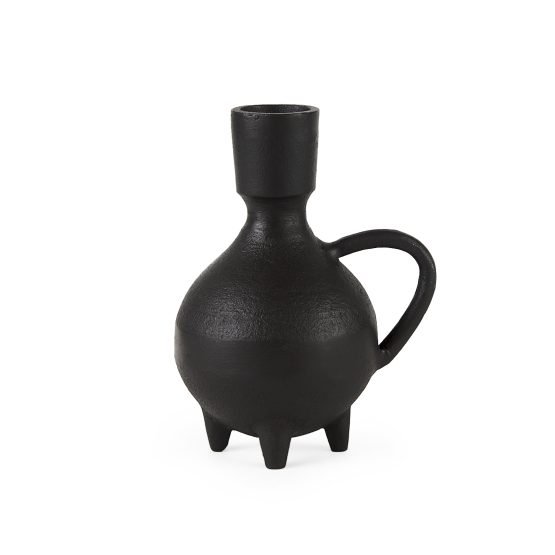 Cyrus 5.1L x 3.9W x 7.5H Black Spherical Vase W/ Flute Decorative Object