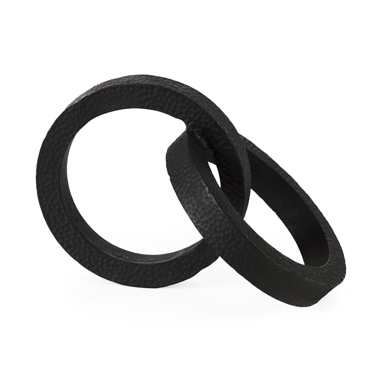 Rafiki 7.9L x 5.9W x 5.9H Two Silver Blackened Hammered Finish Metal Conjoined Circles