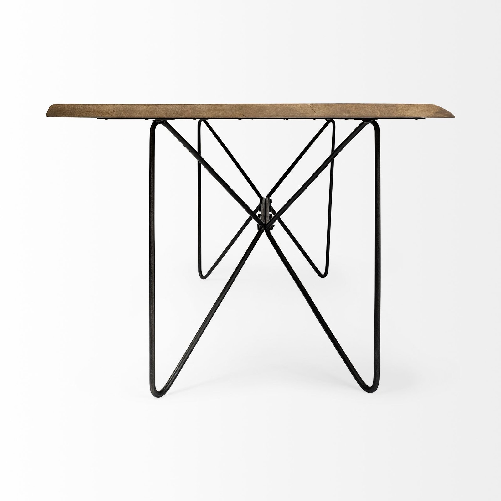 Papillion II 80x40 Rectangular Blonde Live Edge Sold Wood Top Black Metal Base Dining Table - Image 4