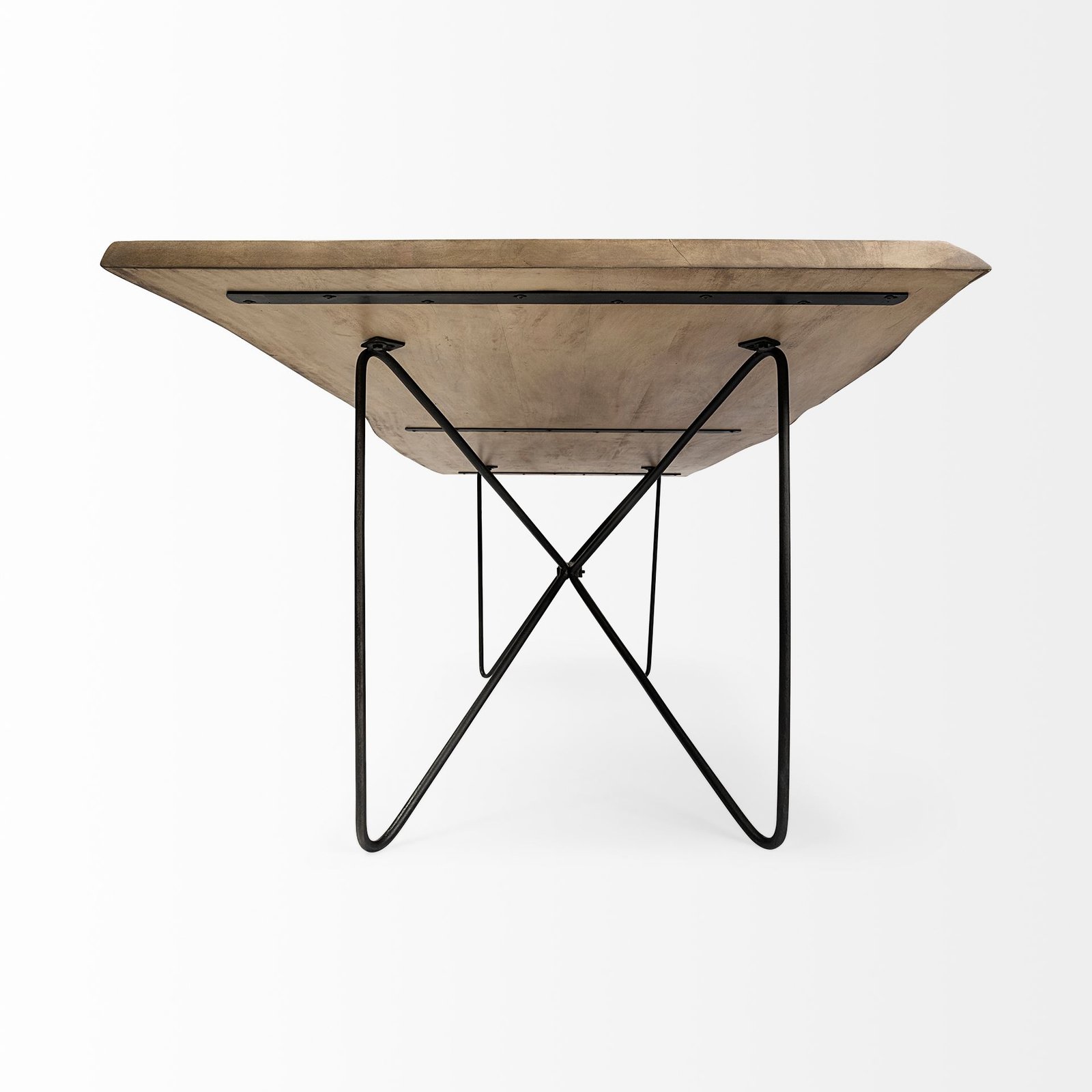 Papillion II 80x40 Rectangular Blonde Live Edge Sold Wood Top Black Metal Base Dining Table - Image 5