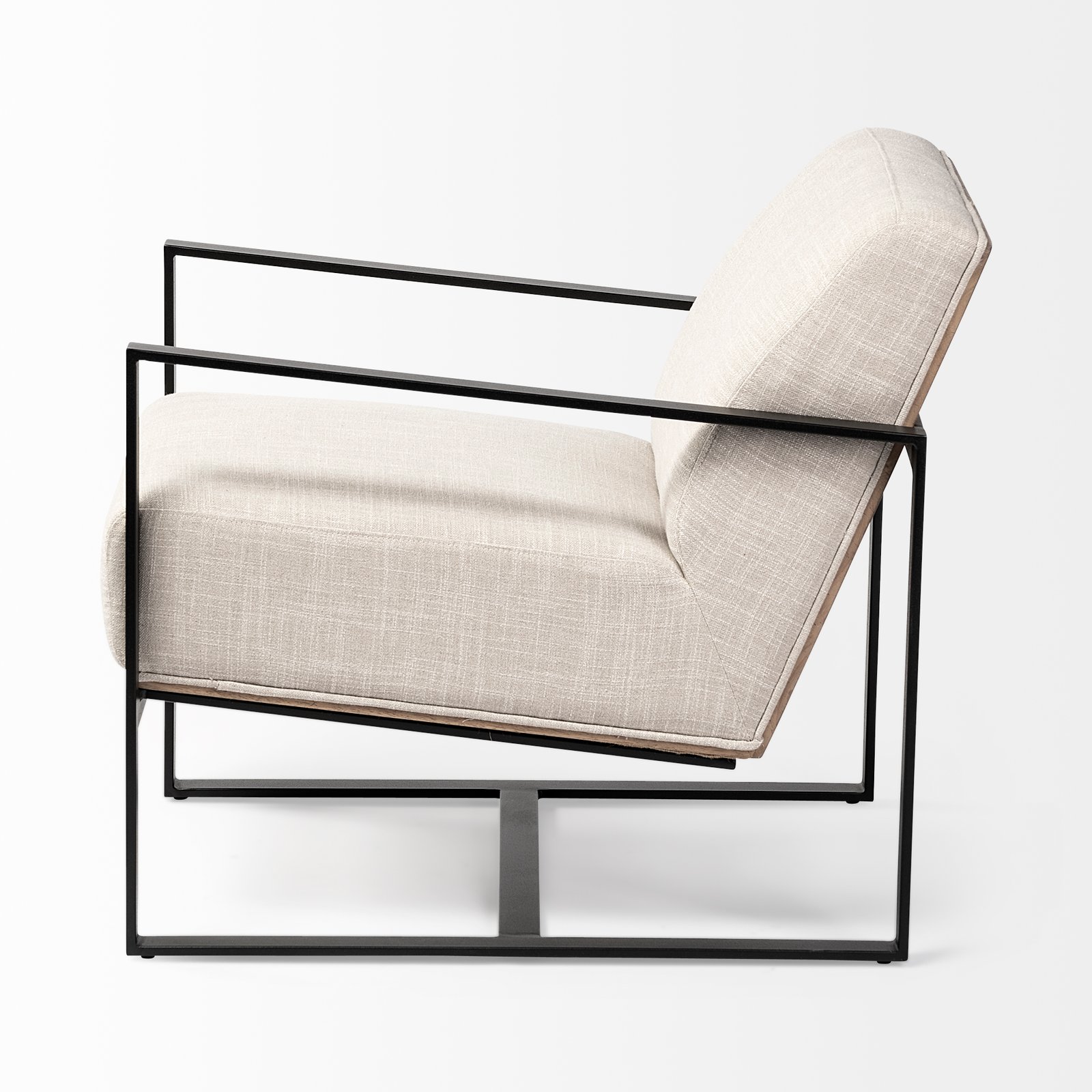 Stamford Light Beige Upholstered Seat w/ Wood Back Metal Frame