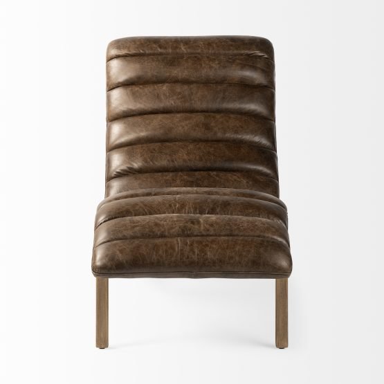 Pierre Whiskey Genuine Leather Armless Chaise Lounge Chair - Image 2