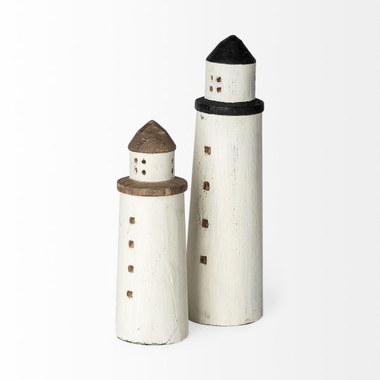 Abner (Large) 4L x 4W White Wooden Coastal Lighthouse - Image 2