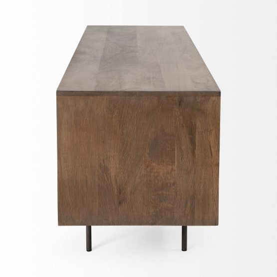 Grace I Two-Toned Brown Solid Wood TV Stand Media Console with Slated Doors TV up to 82" - Image 3