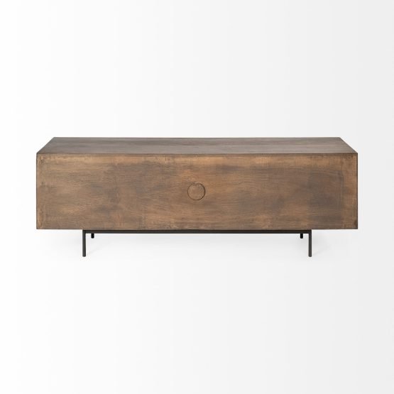 Grace I Two-Toned Brown Solid Wood TV Stand Media Console with Slated Doors TV up to 82" - Image 4
