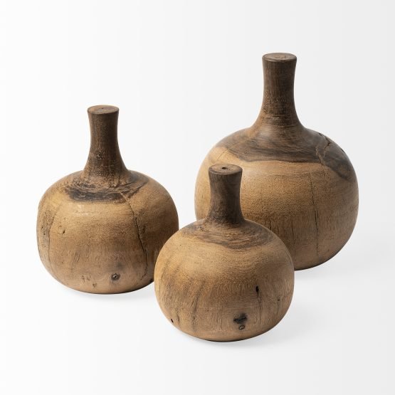 Afra Medium Solid Wood Vase Shaped Decorative Object - Image 2