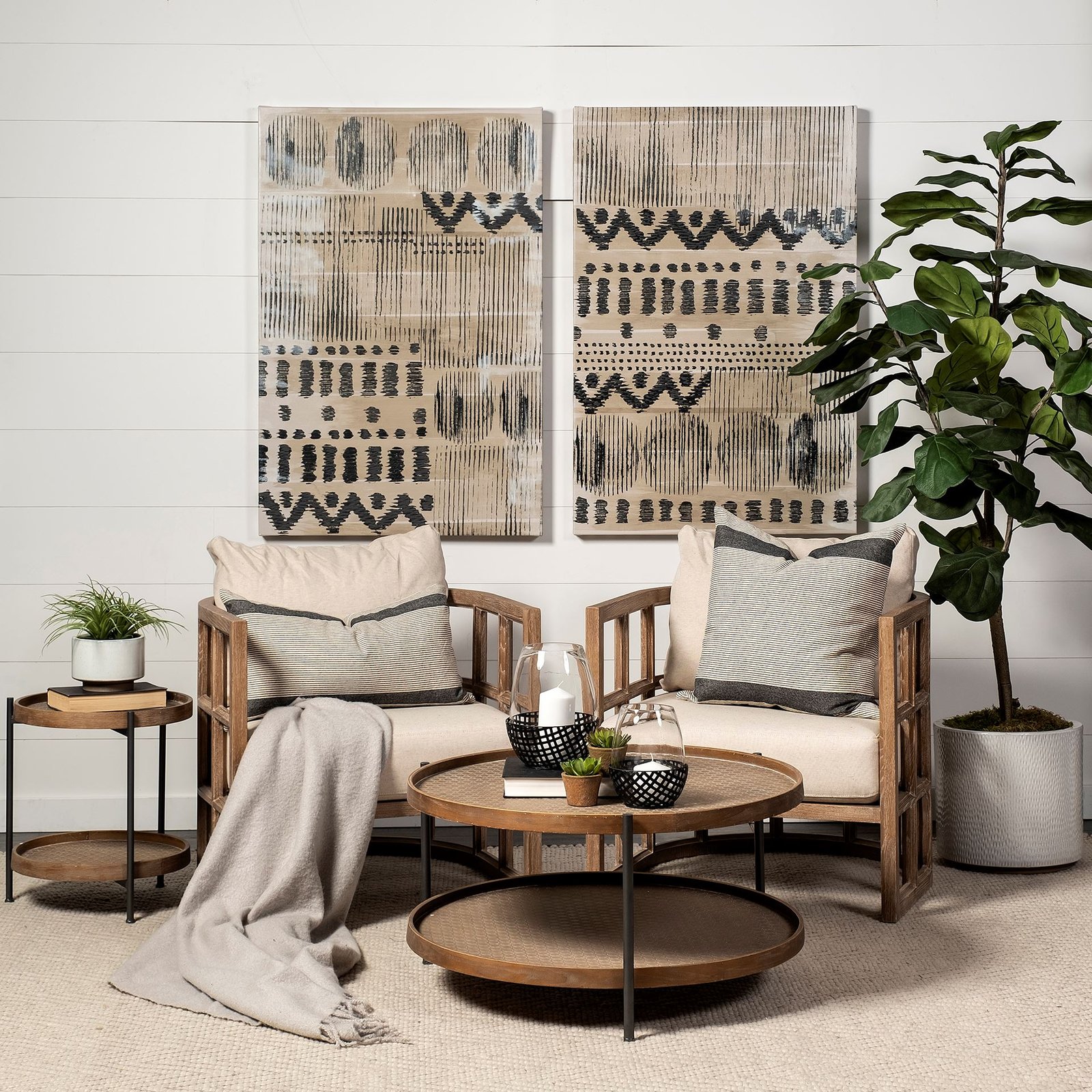 Kade III 16.9" Round Top Natural Brown Wood and Gray Metal Frame Tray-Style End/Side Table - Image 5