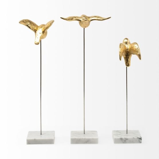 Aya Set of 3 11L x 4W Gold Metal Decorative Birds - Image 3