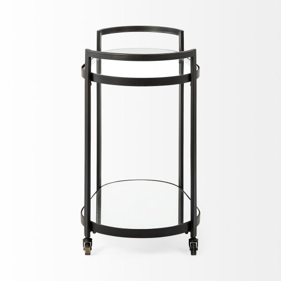 Eleonore Black Metal Frame Two-Tier w/Glass Shelves Bar Cart - Image 4