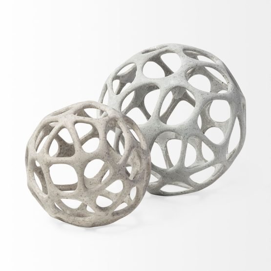 Spiro 7L x 7W Off-White Hollow Decorative Orb - Image 2