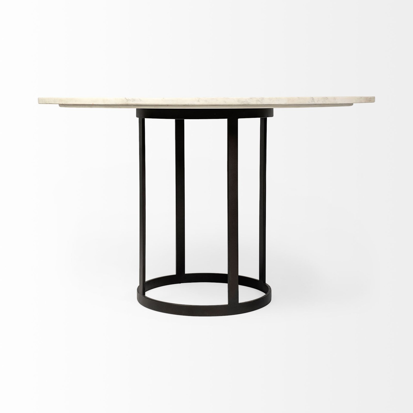 Tanner II 48" Round White Marble Top Black Metal Base Dining Table - Image 3