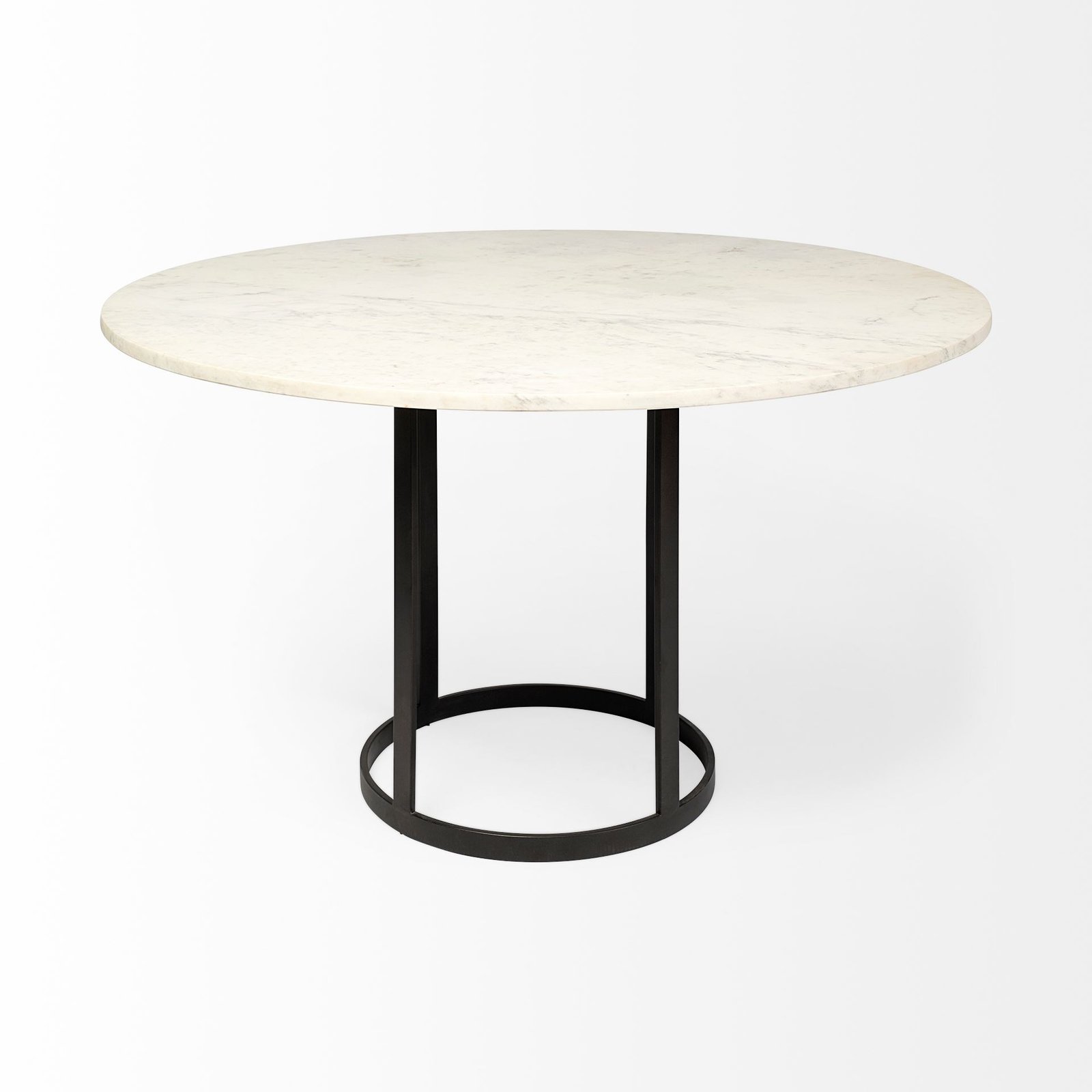 Tanner II 48" Round White Marble Top Black Metal Base Dining Table - Image 2