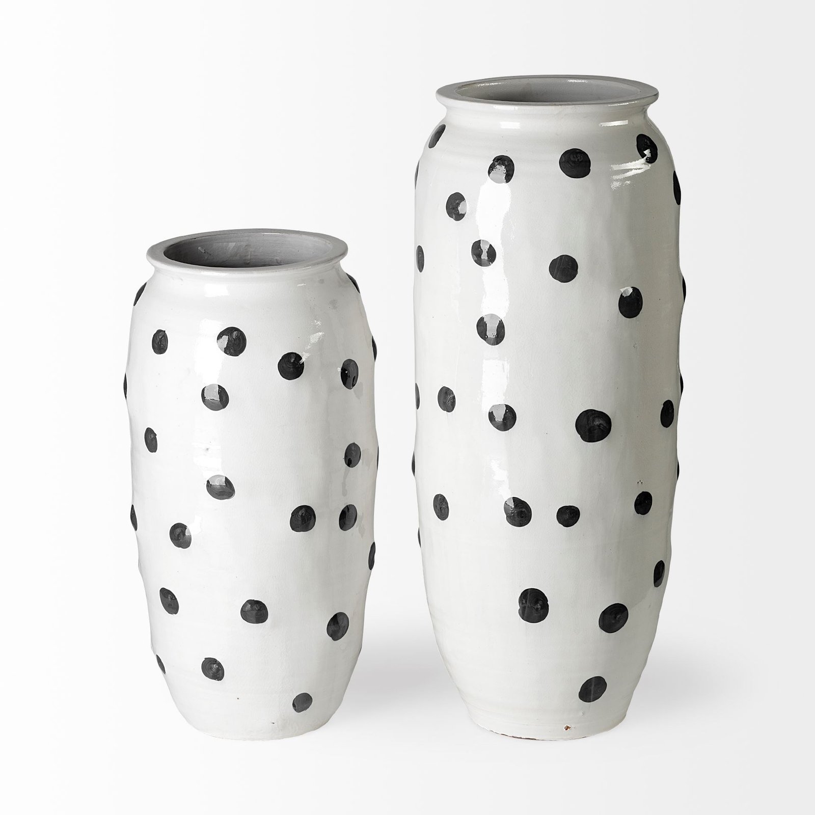 Vase Céramique Rae Dunn Vintage – Pois Noir Et Blanc, 9,5 Pouces, Rare