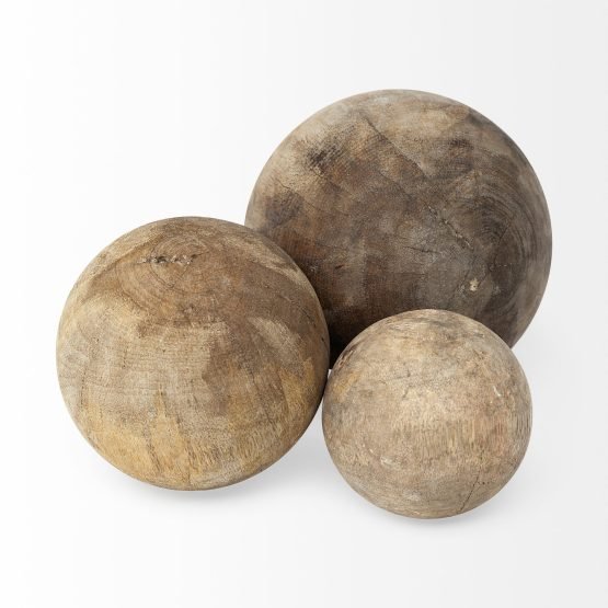 Carrick (Set of 3) Natural Wood Decorative Spheres - Image 3
