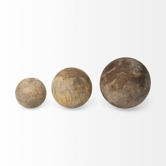 Carrick (Set of 3) Natural Wood Decorative Spheres - Image 2