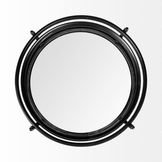 Ada Round Shape Black Metal Frame Two-Tier w/Glass Shelf Bar Cart - Image 4
