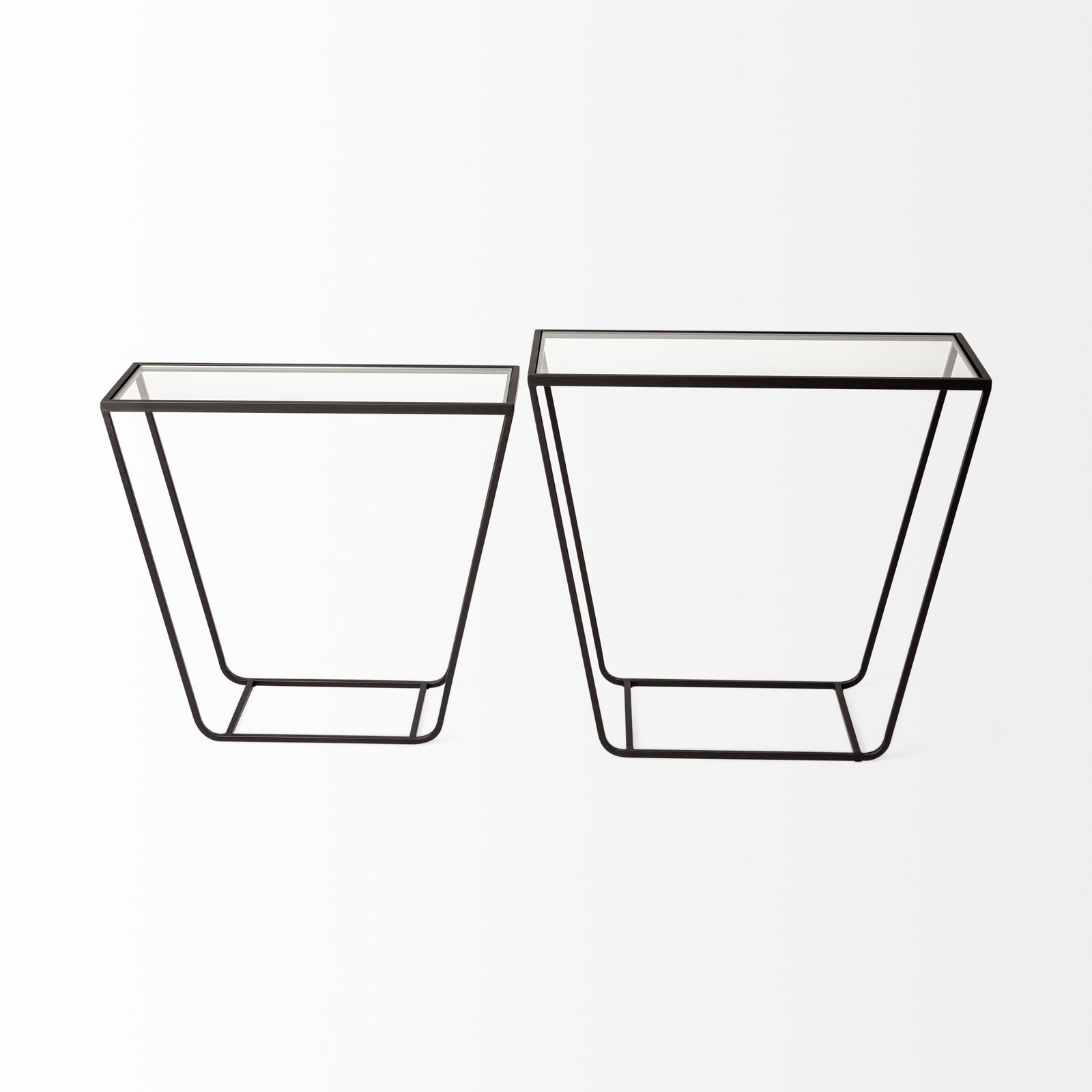 Arya (Set of 2) 24L x 10W Black Rectangular Glass Top Iron Frame Accent Table - Image 5