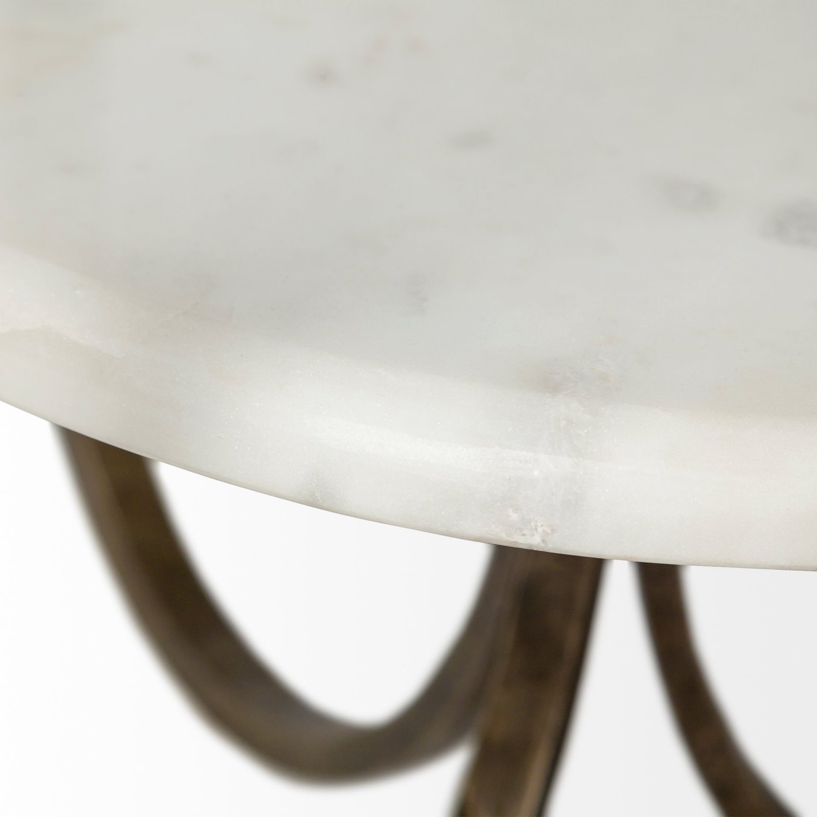 Reinhardt II 20" Round Glass Top Metal and Marble Detail End/Side Table - Image 4