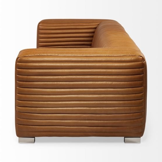 Ricciardo Cognac Leather Three Seater Sofa - Image 3