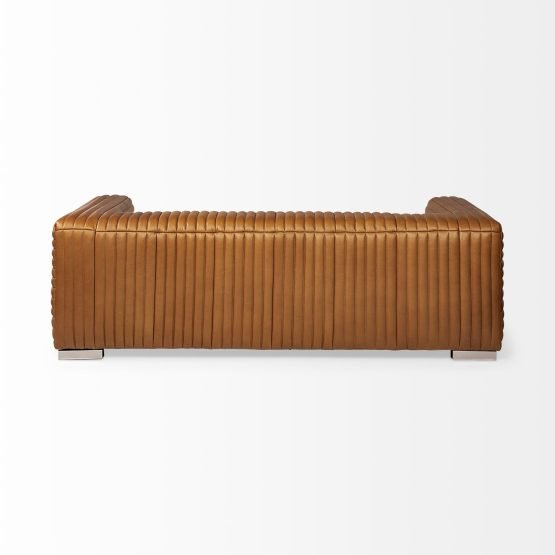 Ricciardo Cognac Leather Three Seater Sofa - Image 4