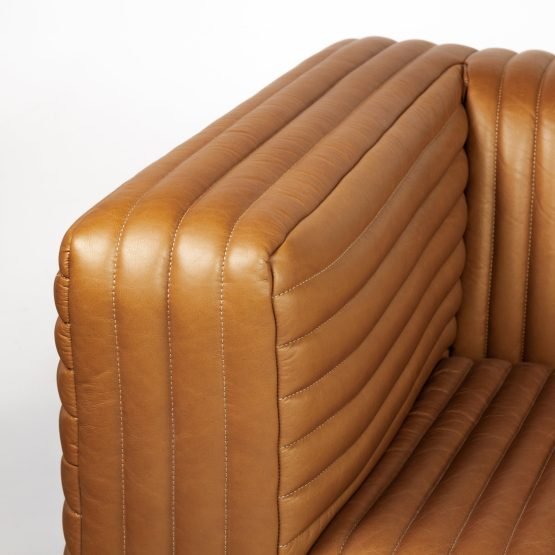 Ricciardo Cognac Leather Three Seater Sofa - Image 5